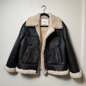 Bershka Women's Faux Shearling Biker Jacket (Size S)